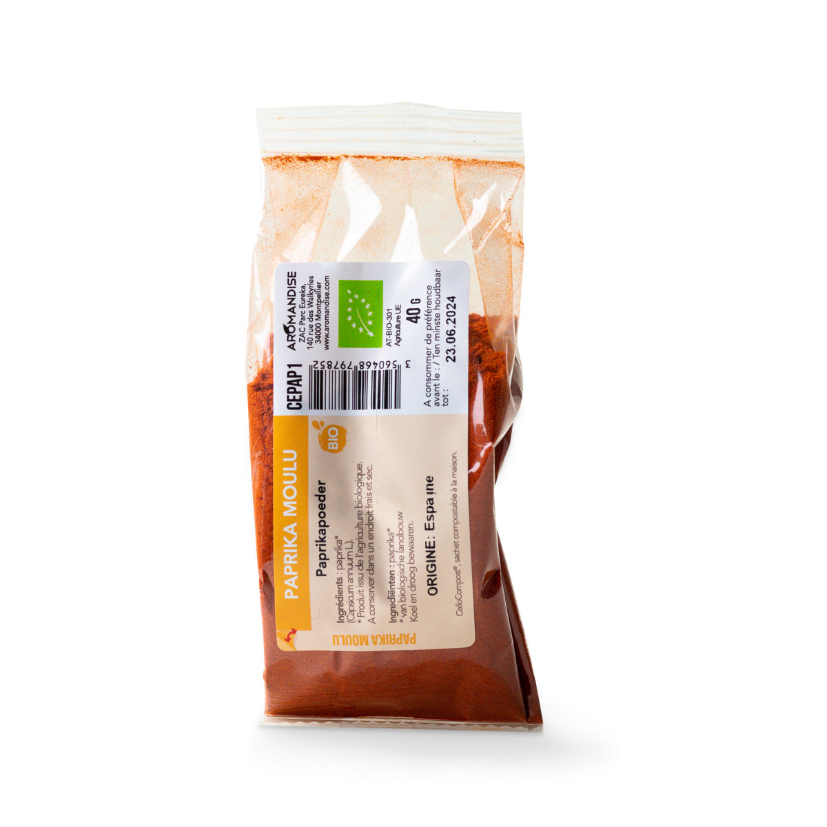 PAPRIKA MOULU sachet zéro plastique - face - Aromandise