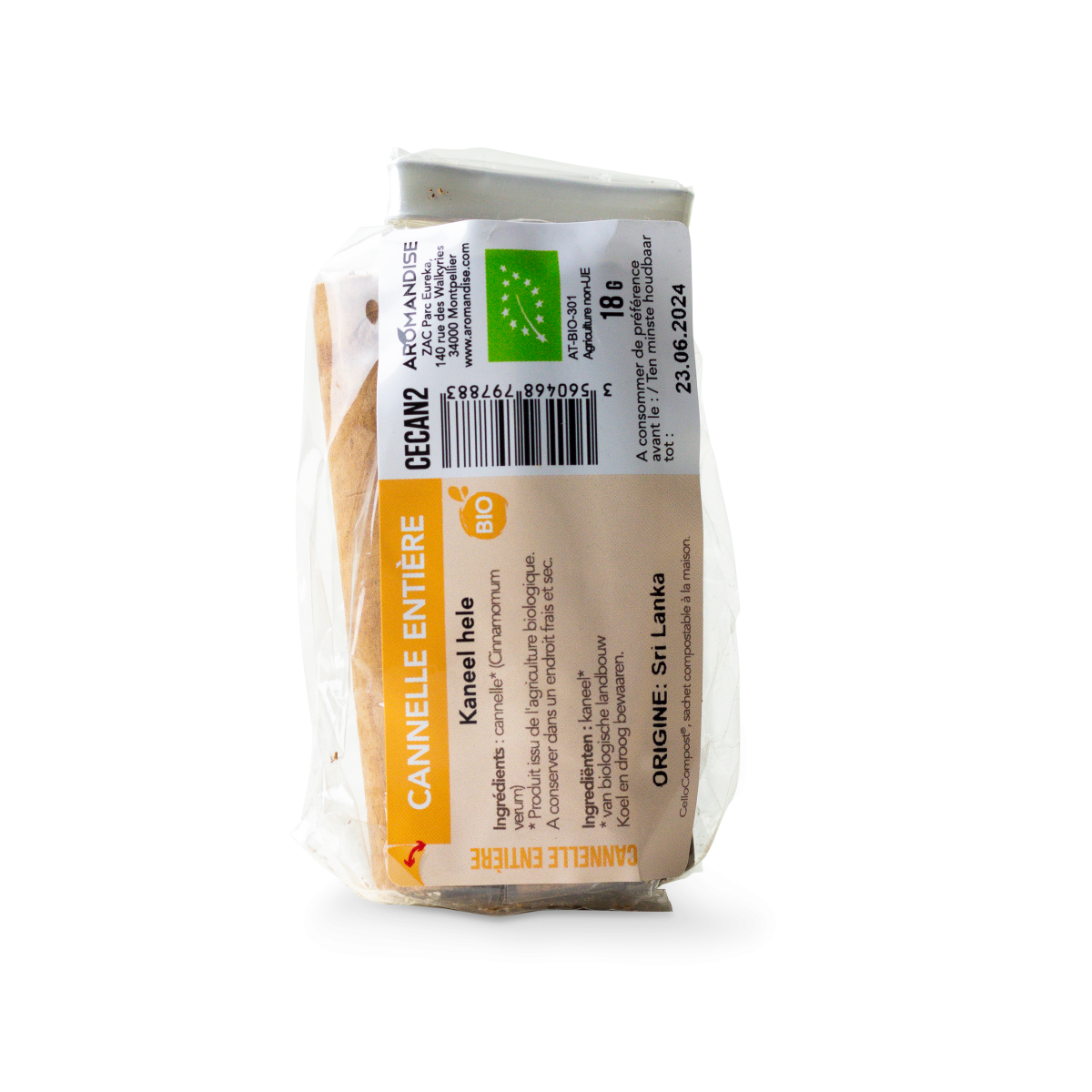 CANNELLE ENTIÈRE sachet zéro plastique - face