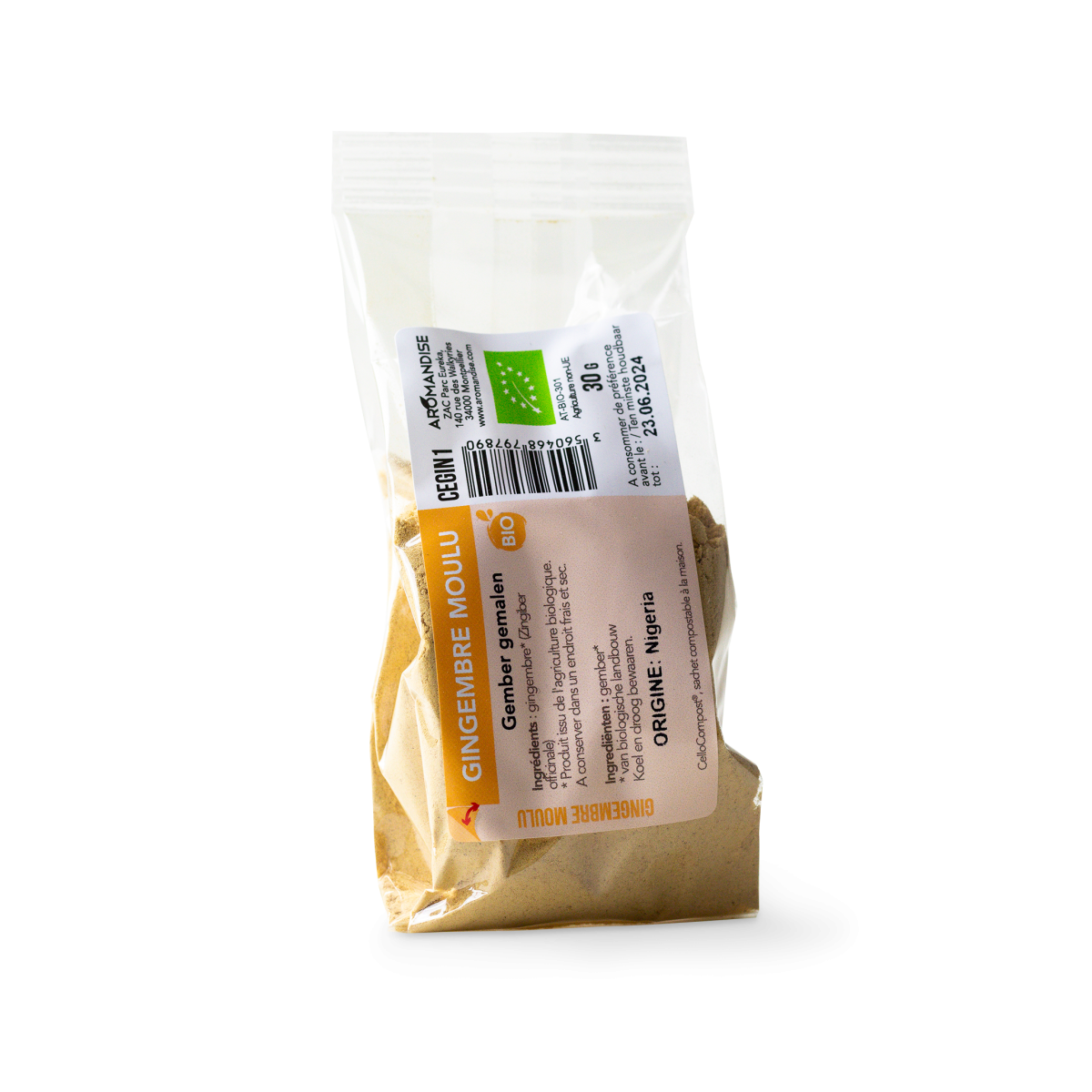 GINGEMBRE MOULU sachet zéro plastique - face