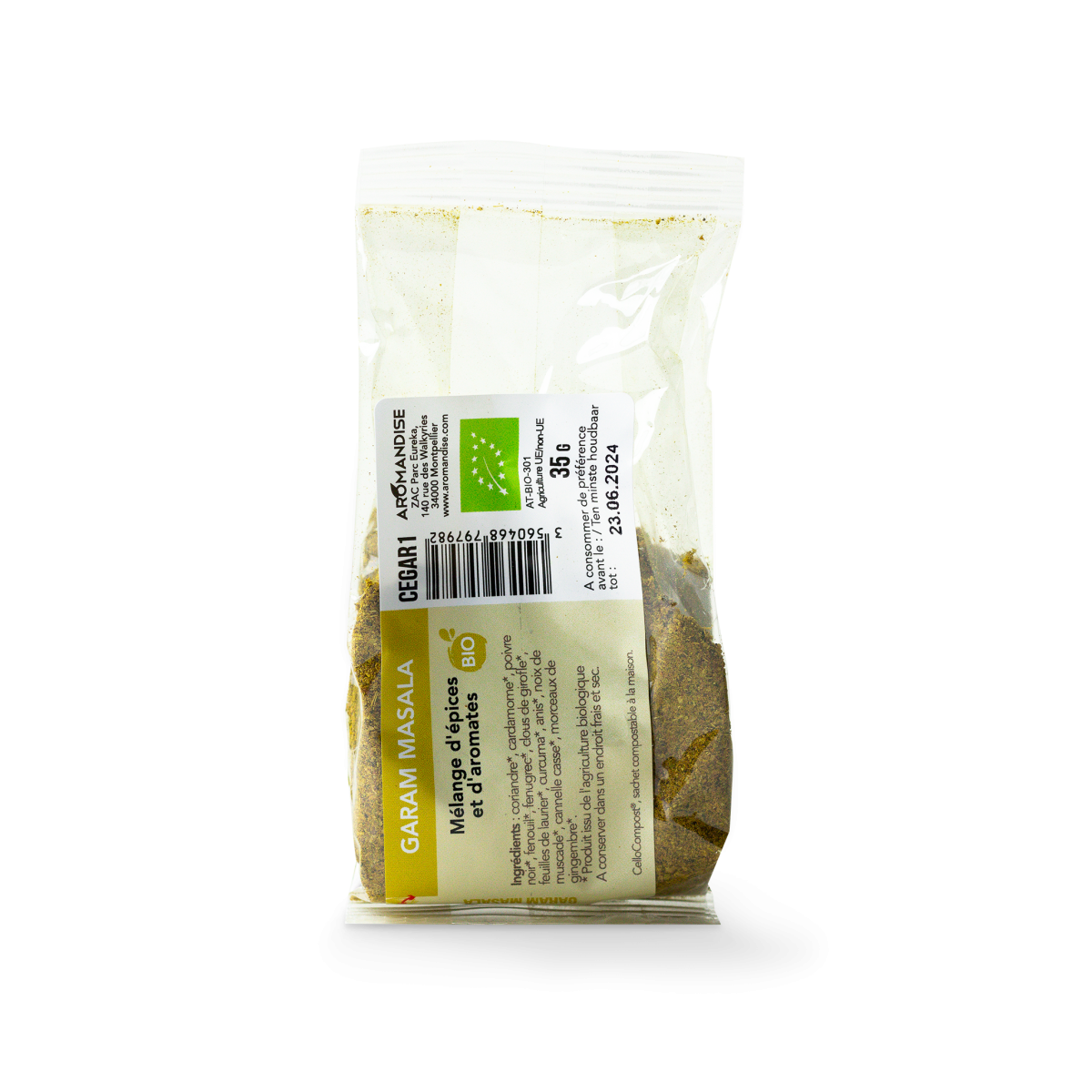 GARAM MASSALA sachet zéro plastique - face
