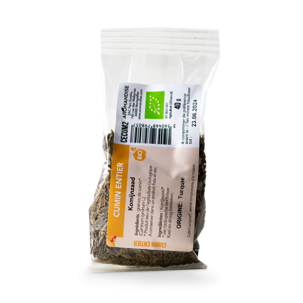 CUMIN ENTIER sachet zéro plastique - face