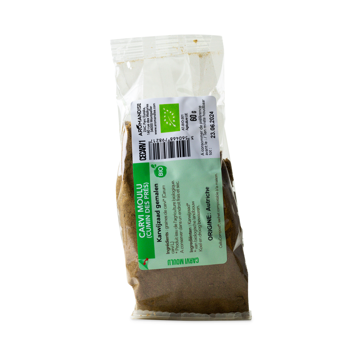 CARVI MOULU (CUMIN DES PRÉS) sachet zéro plastique - face