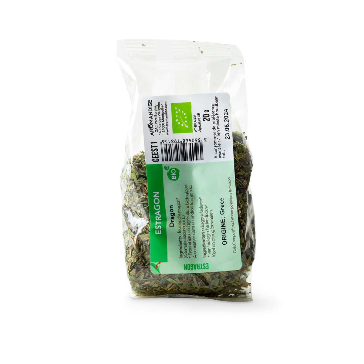 ESTRAGON sachet zéro plastique - face