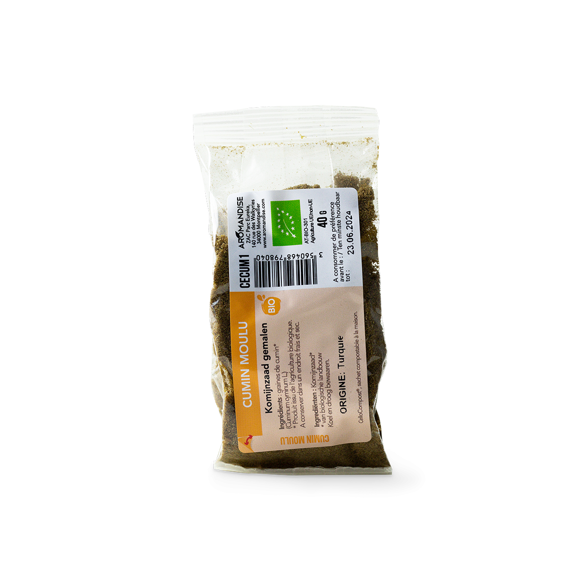 CUMIN MOULU sachet zéro plastique - face