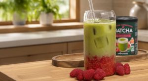 matcha framboise glacé