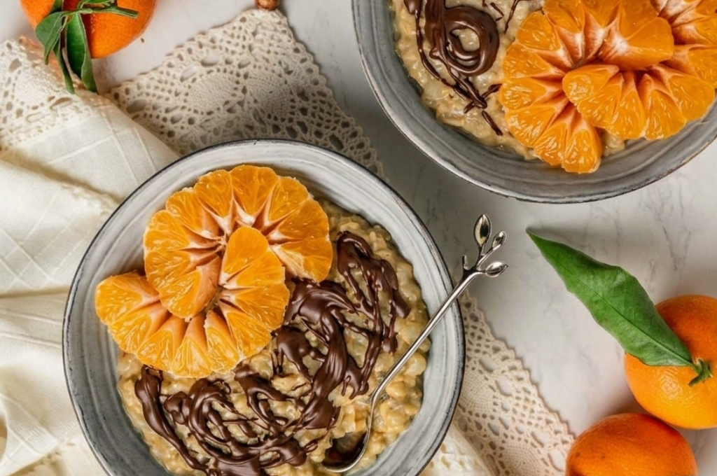 Porridge aux perles de konjac, Kinako et agrumes