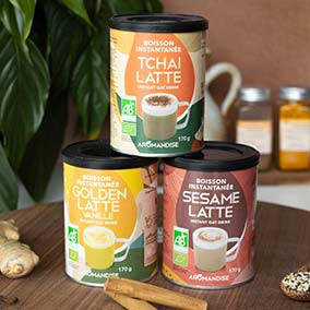 Boissons instantanées bio : Matcha latte, Chaï latte, Golden latte