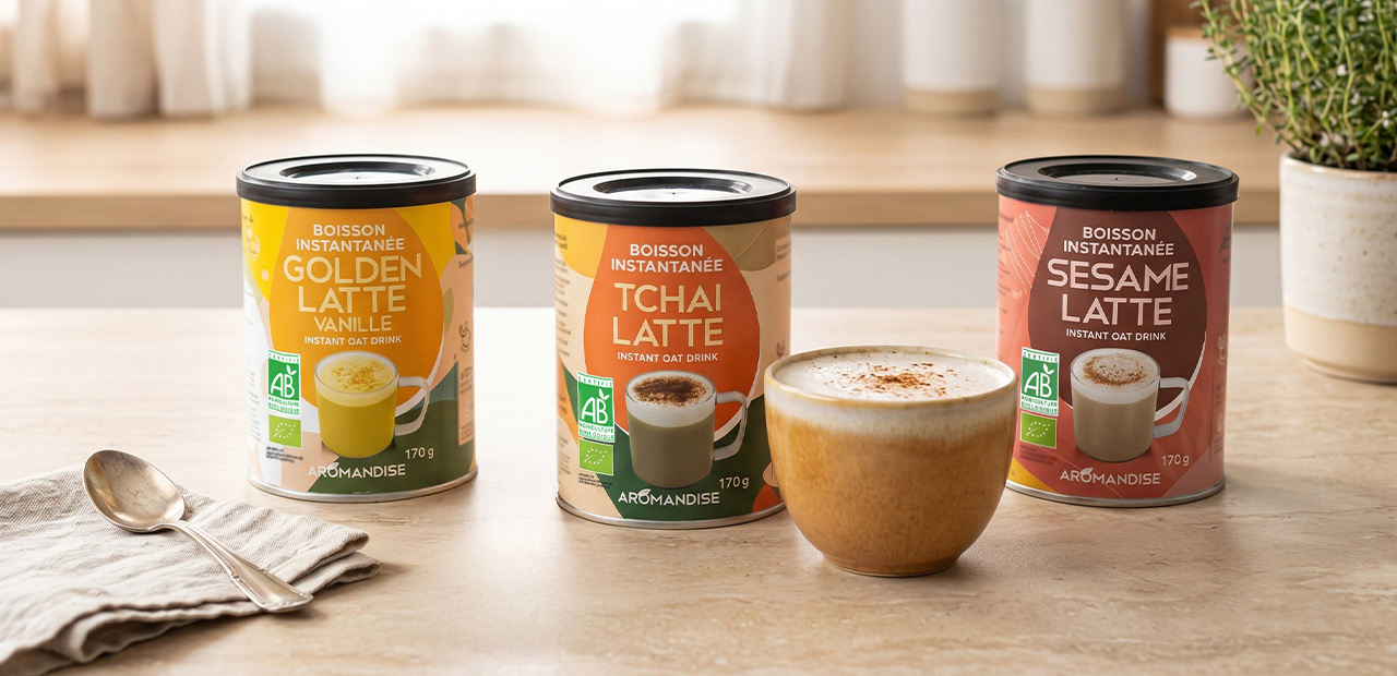 Gamme Latté bio - boisson instantanée - Aromandise