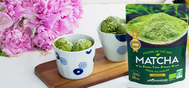 Poudre de thé vert Matcha bio Uji Japon 50g - latte et pâtisserie - Aromandise